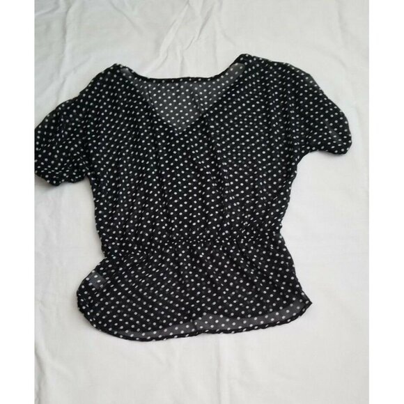 Maurices Women’s Black & White Polka Dot Dolman Sleeve Blouse Size Large - Picture 4 of 12
